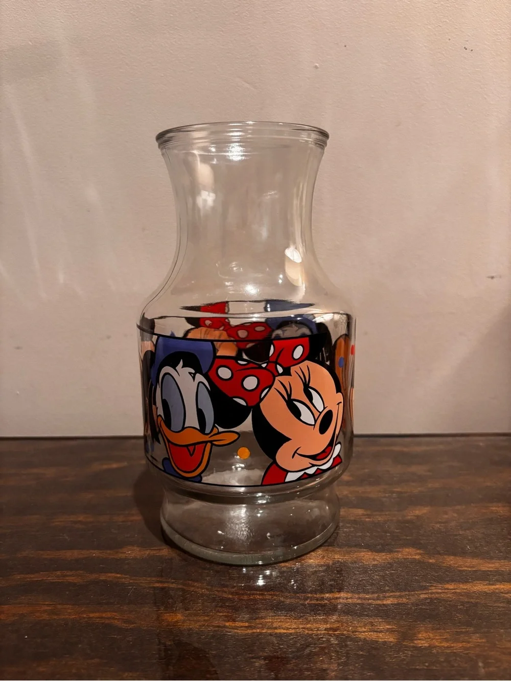 Disney Clear Glass Vase with Mickey, Donald & Friends Multicolor Band